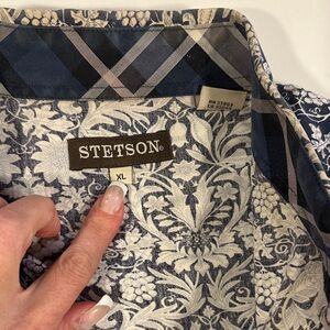 Stetson Navy and White Floral Shirt